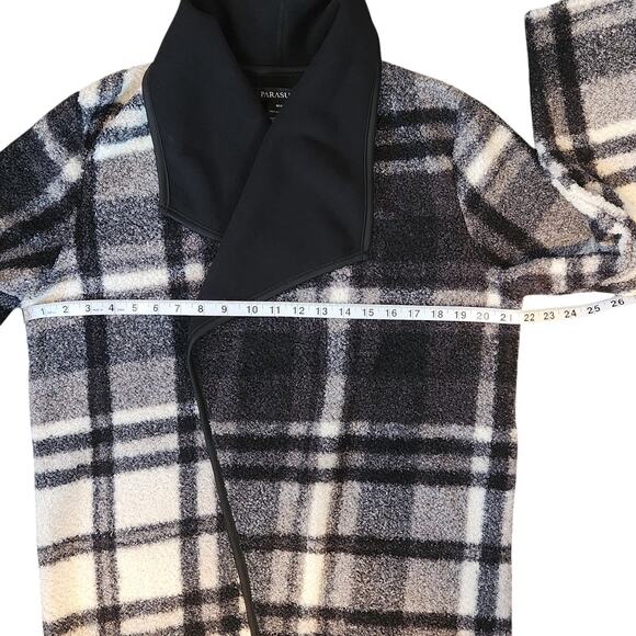 NWT Parasuco Boucle Plaid Cardigan Jacket, open front, black & gray, sz Medium - Picture 11 of 12